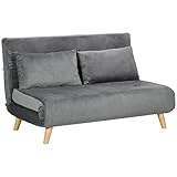 HOMCOM Schlafsessel, Klappbett mit Bettfunktion, Lendenkissen, Klappbar Relaxsessel mit Leinenoptik, Verstellbarer Rückenlehne, bis 250 kg Belastbar, für Wohnzimmer Grau