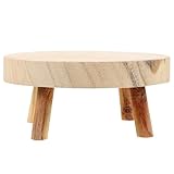 Healeved Holz Tortenständer Klein 20X9cm Rustikaler Küchenhocker mit Stabiler Dreibein Struktur als Blumentopfhalter und Präsentationsständer für Wohnzimmer und Büro