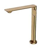Moderne gebürstete Gold-Badezimmerarmatur, Einhebelmischer, hoher Behälter, Mischbatterie