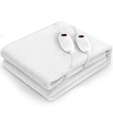 Clevich 160 x 140 cm Wärmeunterbett Doppelte 2x100W Wärmebettunterlage Maschinenwaschbar Matratzenheizung mit 8 Hour Abschaltautomatik 6 Temperatursstufen Abnehmbarem Dual-Controller