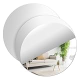 ASSRECT 2 Stück 20cm Rund Klebespiegel Selbstklebend, Acryl Spiegelfliesen Selbstklebend, Spiegel zum Kleben, Selbstklebende Spiegel für Badezimmer Wohnzimmer Schlafzimmer Heimdekoration