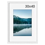 COMPOLICY 30x40 cm Bilderrahmen weiß Bilderrahmen Holz rahmen 30x40 Standing and Wall-mounting Capabilities Posterrahmen Für Fotos, Bilder, Poster
