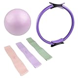 Dogrundi Pilates Kit mit Yoga Ball, Pilates-Ring und 3 Widerstandsbändern (15/25/35 LBS), Pilatesring, Yoga-Hilfsgurt, Fitnessbändern, Widerstandsring, für Beine Arme und Oberschenkel Gewichtsverlust