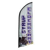 QSUM Holundersirup-Federflagge, Polyester, lebendige Farben für Unternehmen (Fahnenmast nicht im Lieferumfang enthalten)