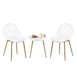 buybyroom Balkonmöbel Set Gartentisch mit 2 Stühlen Loungesessel Balkonmöbel Kleiner Balkon Gartengarnitur Set Terrassenmöbel Set für Balkon, Terrasse & Garten, Weiß