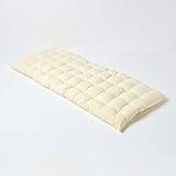 Homescapes 2-Sitzer Bankauflage, Creme-weiß, Sitzkissen für Bänke und Gartenbänke mit Bezug aus 100% Baumwolle und weicher Polyester-Füllung, 108 x 42 cm, Polsterauflage für Gartenmöbel