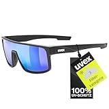 uvex LGL 51 - Sonnenbrille für Damen und Herren - verspiegelt - Filterkategorie 3 - black matt/green - one size