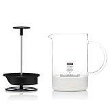 Bodum 1446-01 Milchschäumer mit Glasgriff Latteo, schwarz, H 18cm, B 15,6cm, L 10cm