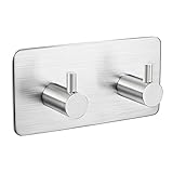 Handtuchhaken Selbstklebend Bademantelhaken 2 Haken Wandhaken Edelstahl rostfrei Bad und Küche Handtuchhalter Kleiderhaken Ohne Bohren