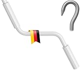 markiso Markisenkurbel 160 cm Weiß – Kurbel für Markise mit Fleischerhaken – Kurbelgestänge Pulverbeschichtet, Rostfrei, Ergonomische Griffe, Freilaufend für Leichte Bedienung