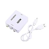 Bediffer Mini-HD-Eingangs wandler, Digital HD-Input zu RCA Composite Video Audio AV CVBS Adapter Konverter 720p/1080p(Weiß)