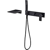 SGKOMN Wasserfall-Badewannenarmatur mit Handbrause, Wandmontage-Einhebel-Duschset, Warm- und Kaltwasser-Wannenfüllarmatur-Set