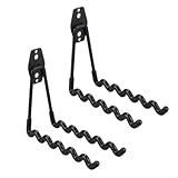 Gdfnmogo Doppel-Garagenhaken aus Metall für Gartengeräte und Fahrradaufbewahrung, robustes Wand-Design mit Anti-Rutsch-Beschichtung, unterstützt bis zu 18 kg, Schwarz und Orange (schwarz)
