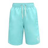 Hill & Sea Jungen-Badehose, schnelltrocknend, Badeanzug, Board-Shorts, Bademode, Größe 34-40, 38, 38-40, 42-44, 46-48, 21001 - Hellblau, 10-12