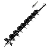 Erdbohrer Gartenbohrer mit Sicherungsbolzen & Adapter, Durchmesser 150mm, Länge 800mm, Erdbohrer für Pfahlbohrer Brunnenbohrer Aushubarbeiten, Stahl Erdlochbohrer Bohrschnecke Gartenspiralbohrer