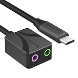 SABRENT USB-C Externe Soundkarte mit 24-Bit/96KHz Hi-Res Sound, USB Typ-C auf 3,5-mm-Klinke, Zwei Buchsen für Mikrofon und Stereo, Aluminiumgehäuse, Audio-zu-USB-Adapter (AU-UCMA)