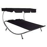 SPRINGOS Sonnenliege Doppelliege mit Dach für 2-Personen Doppel Gartenliege 175x200x120 cm mit Sonnendach für Garten oder Balkon