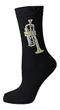 Musik-Socken mit eigenwebter Trompete, Blasmusik, 1 Paar (DE/NL/SE/PL, Numerisch, 43, 45, Regular, Regular)