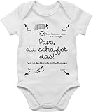 Baby Body Junge Mädchen - Sprüche - Papa du schaffst das Fußball - schwarz - 3/6 Monate - Weiß - vatertag kurzarm babymode witzig spruch fussball bodys strampler mit lustigen sprüchen spruche