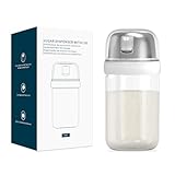KITCHENDAO Zuckerstreuer aus Glas mit seitlichem Ausgießer, eingebauter Deckel zur Verlangsamung der Feuchtigkeit mit Abriebspuren, eleganter Zuckerstreuer aus Borosilikatglas, BPA-frei, 9oz (weiß)