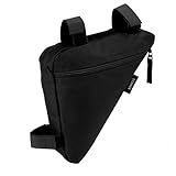 ECENCE Fahrradtasche Rahmen - 1L, wasserdicht für Handy, Geld, Ausweis & Flickzeug - Fahrradrahmentasche - einfache Klettmontage - Reißfestes Nylon, Schwarz