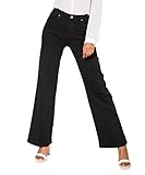 Nina Carter P080 Damen Flared Bootcut Jeans High Waist Stretch Jeanshose Schlagjeans Used-Look (Schwarz (P080-3), XS)