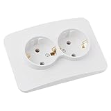 jojofuny 2 Port 250V 16A Wandsteckdose Deutsche Standard Steckdose Für Zuhause Weiße Doppelsteckdose Elektrischer Wandanschluss Hochwertige Energieversorgung Für Verschiedene