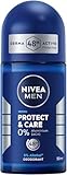 NIVEA MEN Protect & Care Deo Roll-On, sanfter Deoroller ohne Aluminium (ACH) ohne Ethylalkohol mit 48h Deo-Schutz, pflegendes Deodorant ohne Hautirritationen (50 ml)
