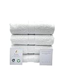 Harmatex 4 Stück Handtuch Badetuch Set, 100% Baumwolle Premium Qualität, Zwei Aufhängeschlaufen, 550 g/m², 50X100 cm, schnelltrocknend (White)