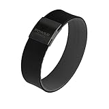 Power Ionics Turmalin Silikon Armband Herren Unisex Sportarmband für Energieausgleich, Black/Gray Silicone Band, 13 cm - 21 cm Black Buckle