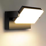 vatato 30W Außenlampe Aussenleuchte Wand mit Bewegungsmelder, Wasserdicht IP65 Wandleuchte Außen Innen Wandlampe mit Schwenkbar geeignet für Gärten, Terrassen usw,Schwarz