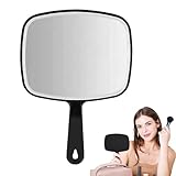 Générique Spiegel mit Griff, Handspiegel für Damen | Tragbarer Spiegel mit Griff, Frisierzubehör für Friseure, persönliches Handglas, Schwarz mit Griff für Make-up