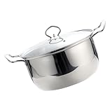 FUNOMOCYA Suppentopf Aus Edelstahl Suppenschüssel Dampf Suppentopf Kochtopf Für Die Küche Gasherd Suppentopf Kleiner Topf Kleine Pfanne Topf Mit Kochendem Wasser Sieden Tortilla Silver Glas