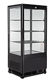 GastroHero Kühlvitrine 78 Liter I Buffet Vitrine +2 °C und +6 °C mit LED I Kühlvitrine Gastro schwarz I Kühltheke mit Glastür & Umluft I abschließbar