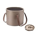 Wooauto Zusammenklappbarer Eimer mit Griff, 10L/20L Multifunktionaler Leichter Wasserbehälter Tragbares Waschbecken für Autowäsche Outdoor Reisen Camping Picknick Angeln Gartenarbeit,Khaki 20L