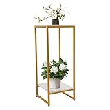 miihgnos Blumenständer für Innenpflanzen, 2 Etagen Pflanzenständer Blumenhocker Solider und Robuster, Minimalistisch Metall Pflanzenregal Blumenregal für Wohnungen Wohnräume Balkone Schwarz