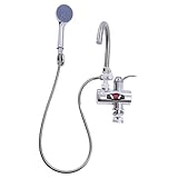 TaNeHaKi Elektrische Wasserhahn, 3000w Durchlauferhitzer Warm Armatur,Drehen KüChenarmatur,Warmwasser Mit Dusche FüR Bad Und KüChe