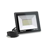 Wegoodlife 60W LED Strahler Außen, Superhell 6000LM LED Fluter, 6500K Kaltweiß Scheinwerfer, IP66 Wasserdicht Außenstrahler, Außenleuchte mit 50cm Kabel, Wandleuchte für Garten, Garage, Innenhöfe