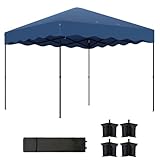 Outsunny Pavillon ca.3x3m, wasserabweisend Stabil Winterfest Pop-up Faltpavillon mit UV Schutz 50+, Faltbar Partyzelt Gartenzelt mit Rolltasche, Gartenpavillon für Camping Garten, Dunkelblau