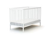 AT4 - Babybett Holz 60x120cm ESSENTIEL Weiß | 124 x 64,5 x 82 cm| Kinderbett | Von Geburt an | Schlafkomfort | Lattenrost | Bett mit Gitterstäben | Verstellbarer Lattenrost in 3 Höhen