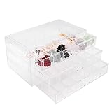 Qtuie Schmuckaufbewahrung Transparent Acryl Schmuckkästchen mit 3 Schubladen Schmuckkästchen Schmuck Organizers Ohrringe Ringe Halsketten Aufbewahrungsboxen Sortierboxen für Kleinteile Aufbewahrung