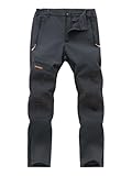 Postropaky Herren-Wanderhose, Ski-Hose, wasserdicht, isoliert, Softshell-Hose, Snowboard-Reißverschluss, unteres Bein, GRAU, 42W x 34L