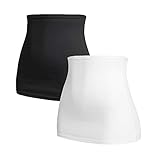 Herzmutter Bauchband-Tube-Nierenwärmer - 2er-Set - Baumwolle - Schwangerschaft-Umstandsmode - Rückenwärmer-Shirtverlängerung - 6300 (Schwarz/Weiß, L)