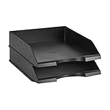 Amazon Basics Briefablage, Schreibtischablage, stapelbar, Schwarz, 2 Stück