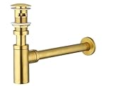30 cm langes Messingrohr for Badezimmerwaschbecken, P-Falle aus gebürstetem Gold mit ungeschlitztem Pop-Up-Abfluss und Schlitzsieb für Waschbecken(With hole)