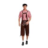 2026 Carvinal Lederhose Herren Deutsch Bayerisch Oktoberfest Hose Kostüm für Biergarten, braun, 3XL
