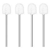 WC-Bürste, 4 Stück, WC-Bürsten mit Edelstahlgriff, Stehende Edelstahl-WC-Bürsten für Badezimmer, Toilette, Ergonomisch, Elegant, Langlebig, Ø 7,5cm (Weiß)