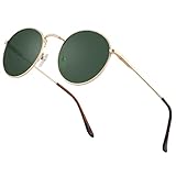 HENGOSEN Sonnenbrille Herren Rund Sunglasses-Men: Polarisiert Runde Sonnenbrille Retro Metallrahmen fur Herren Damen
