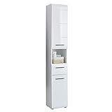trendteam smart living - Hochschrank Schrank - Badezimmer - Skin - Aufbaumaß (BxHxT) 30 x 182 x 31 cm - Farbe Weiß Hochglanz - 111610301