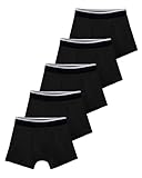 TIICHOO Inkontinenz Baumwoll Unterwäsche für Jungen Waschbare Unterhosen für Kinder 5er Pack (12-14 Jahre, 5 Schwarz)